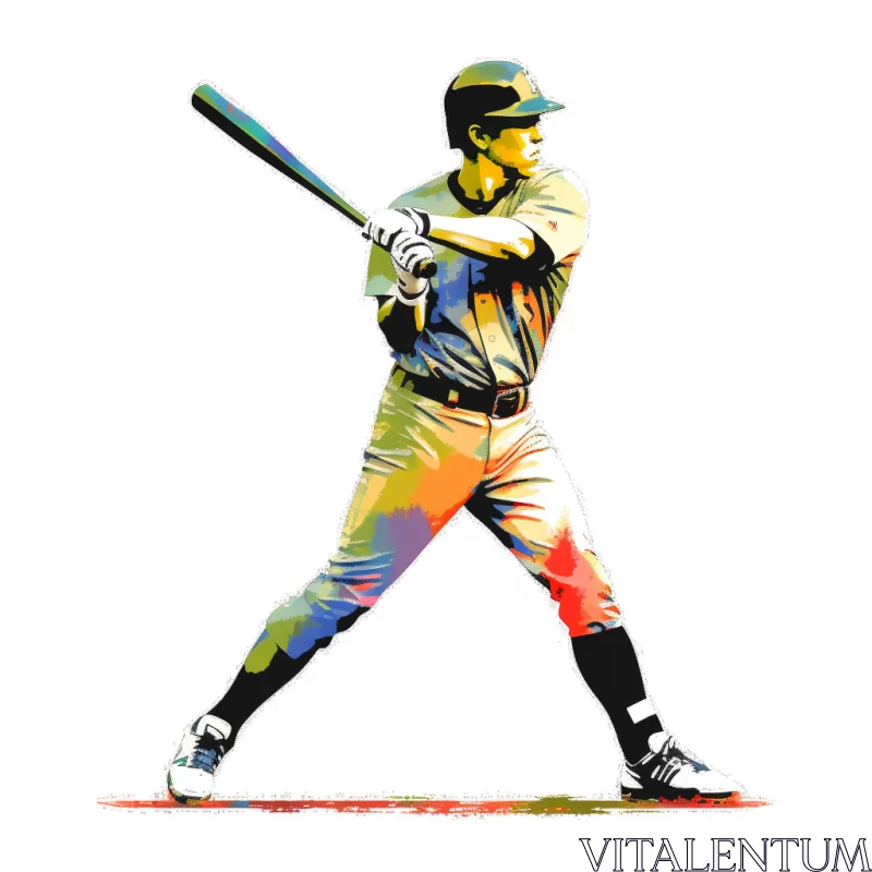 Energetic Baseball Player in Action with Artistic Contrast AI Image