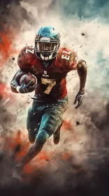 Miami Football Player Art: Asante-Inspired Color Wash & Realism Blend