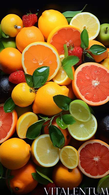 Nature-Inspired Citrus Fruit Arrangement AI Image