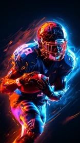 Realism-Style American Football Player Sprinting with Ball Artwork AI Image