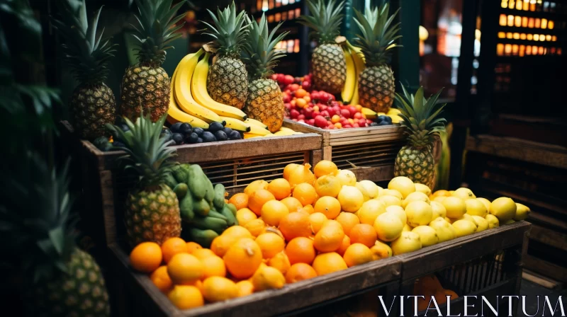 Exotic Fruit Display in Organic Street Photography Style AI Image