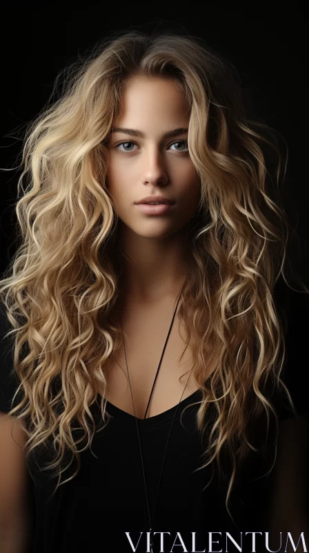 Elegant Woman with Luminous Gemstone Hair in Seapunk Aesthetics AI Image