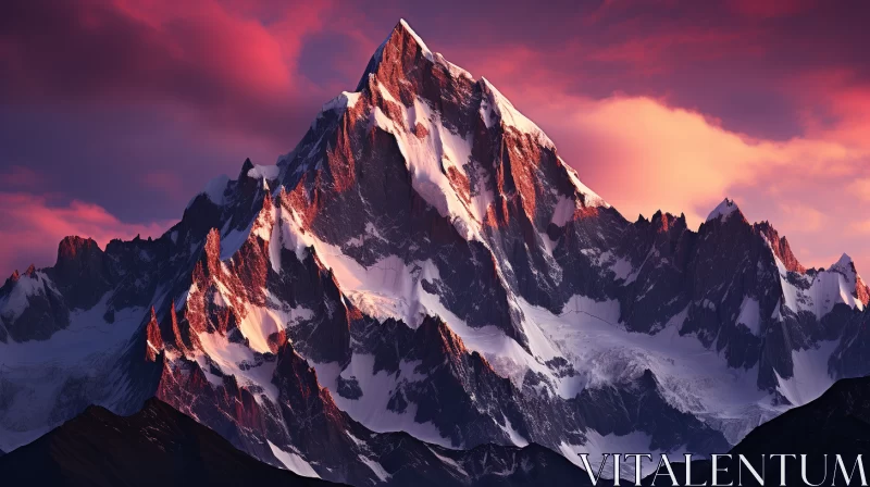 Magnificent Snowy Mountain Range at Sunset AI Image
