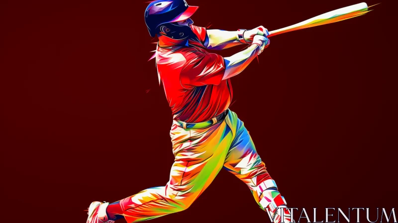 AI ART Multicolor Baseball Player in Action with Fauvism Style