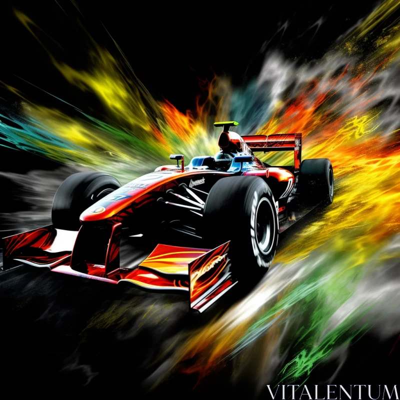 Vibrant Orange Racing Car in Abstract Precisionist Style  - AI Generated Images AI Image