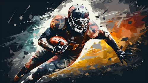 Abstract American Football Player in Action with Colorful Ball AI Image