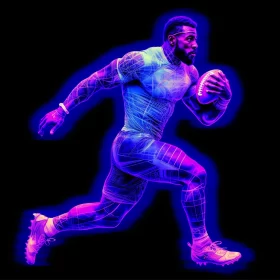 Dynamic Ultraviolet Football Player Illustration in Hyper-Realistic Style AI Image