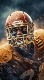 Intense Football Game Depiction with Dominant Orange and Gold Hues AI Image