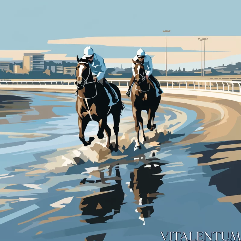 Thrilling Horse Race Digital Painting with Dynamic Styles and Techniques AI Image