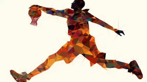 Abstract Geometric Basketball Player in Motion AI Image