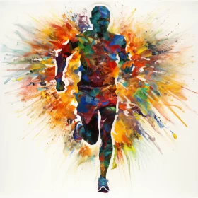 Energetic Sprinting Man Illustration with Pop Art Influence AI Image
