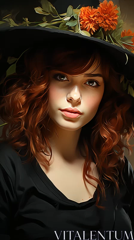 Candid Portrait with Fashion and Nature Elements - Digital Art AI Image
