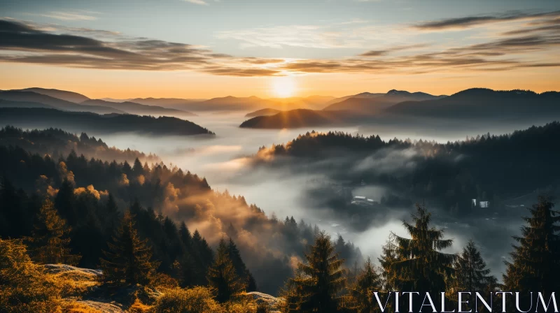 Captivating Sunrise Over Mountain Range in Time-Lapse Photography AI Image
