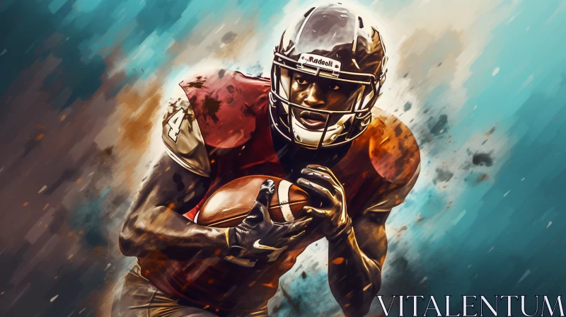 Patriotic Football Player Art in Marbleized Style for Mobile App AI Image