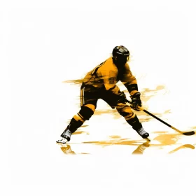Vibrant Hockey Player Action Image with Dynamic Brushstrokes and High Contrast AI Image