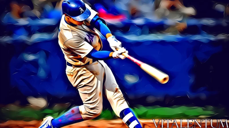 Abstract Baseball Player in Action, Princesscore Art Style AI Image