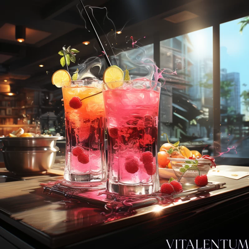 Fruit-Infused Drinks in a Cryengine Style Setting AI Image