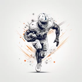 Futuristic American Football Player Art in Orange and White AI Image