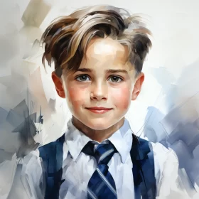 Speedpainting Portrait of a Boy in Tie - Painterly Style AI Image