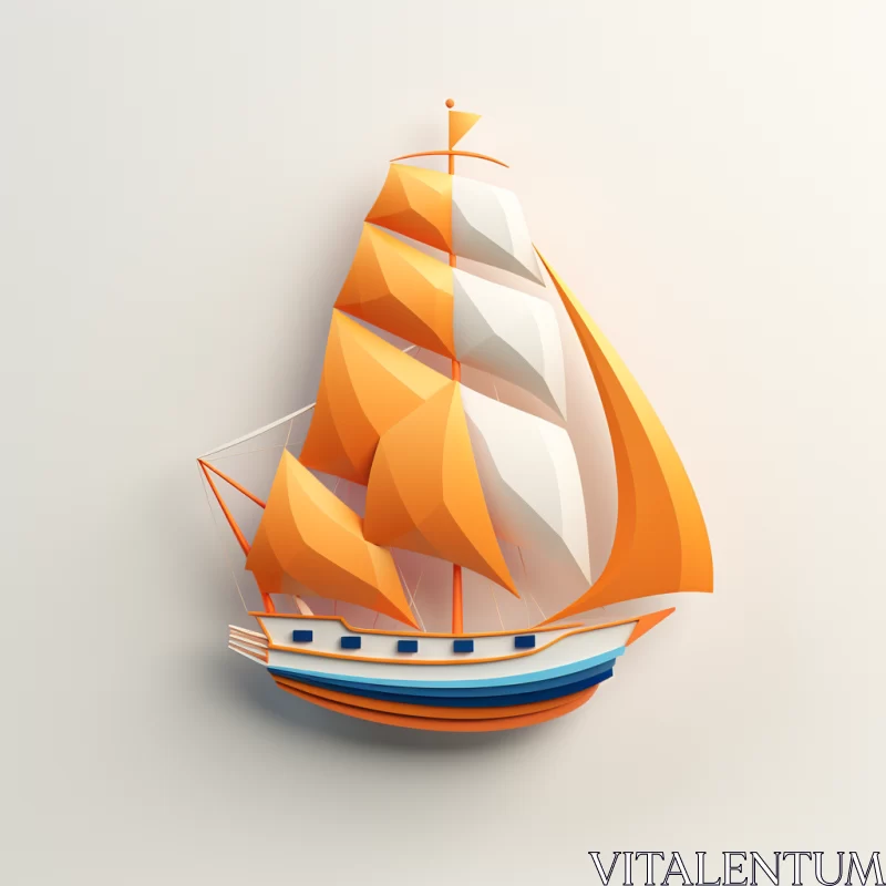 3D-Rendered Vietnamese Ship in Vibrant Orange & White AI Image