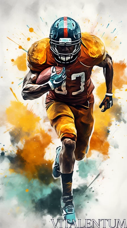 Football Player in Action: An Energized Artistic Display AI Image