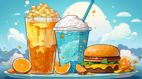 Manga Style Fast Food - Weathercore and 2D Game Art