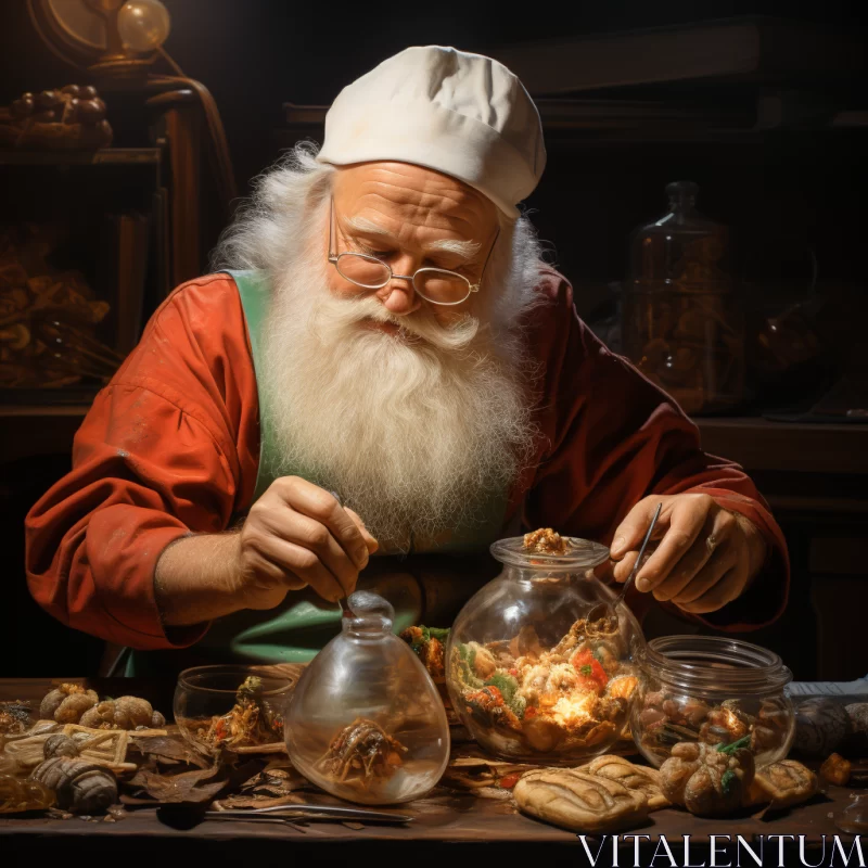 Santa Claus Crafting Pottery Amidst Marine Life - Baroque Sci-Fi Art AI Image