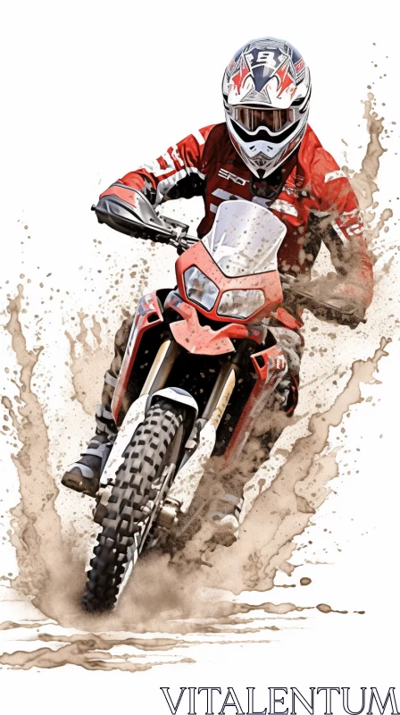 Thrilling Dirt Bike Ride in Red and Bronze - Hyper-realistic Digital Art AI Image