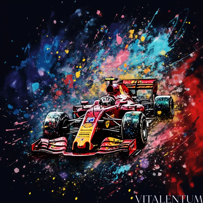Dynamic Formula 1 Race Illustration in Maranao and Aquarellist Style  - AI Generated Images AI Image