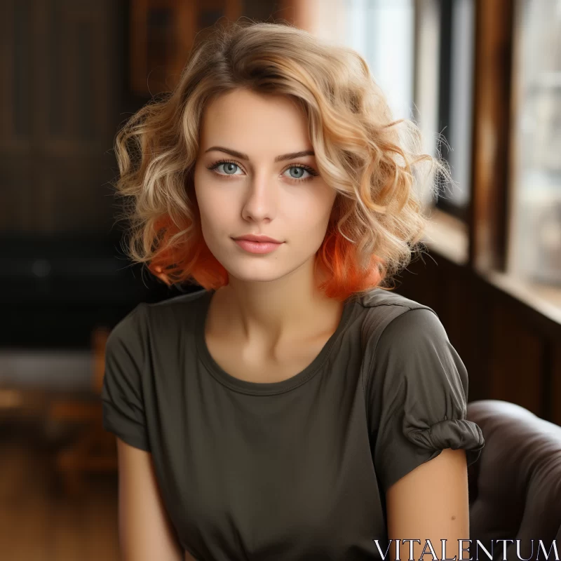 Blonde Woman Portrait in Salon Kei Style with Subdued Palette AI Image