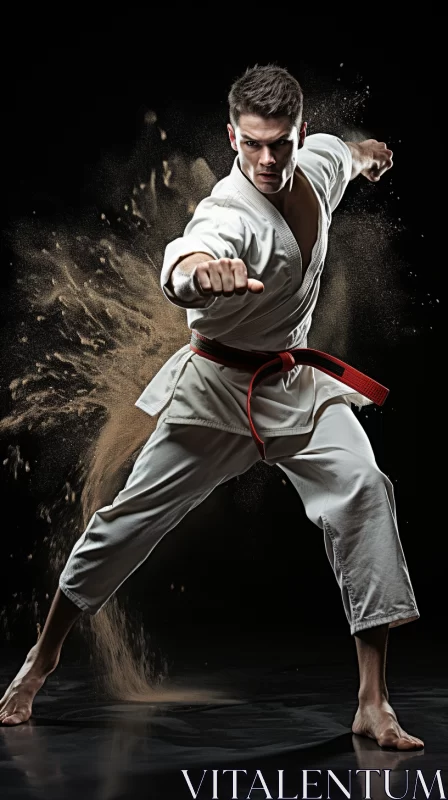 Ultra-HD Neo-Academic Style Image of Karate Kick with Vivid Colors AI Image