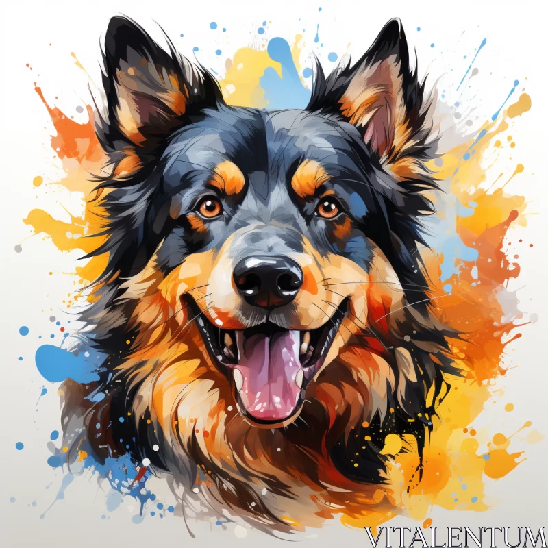 Abstract Colorful Australian Shepherd Dog Artwork AI Image