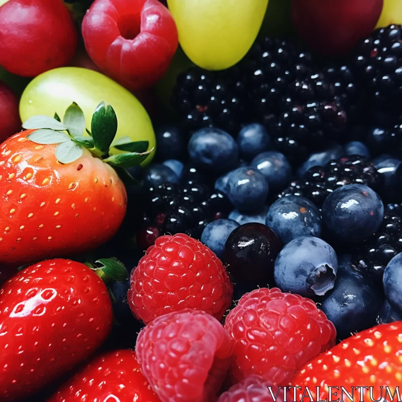 Artful Close-Up of Colorful Fruits: An Eco-Friendly Berrypunk Image AI Image
