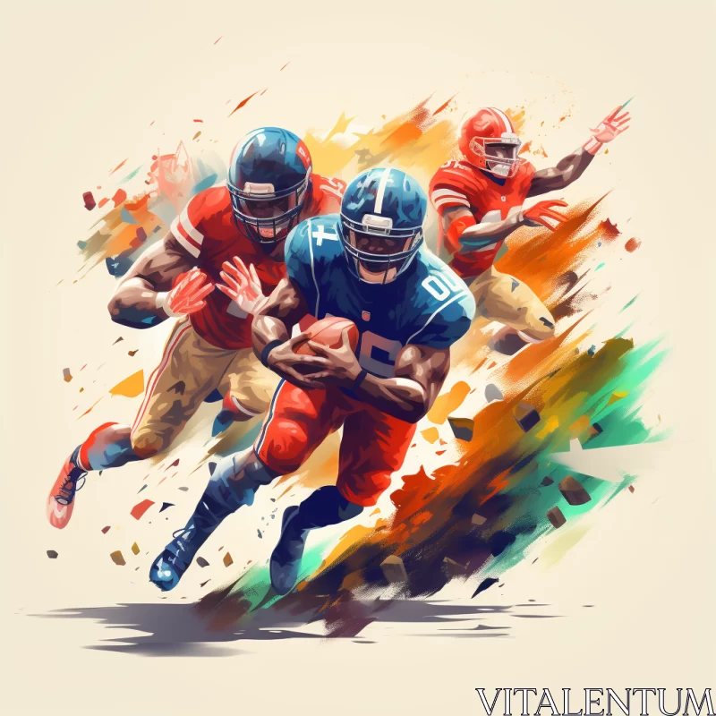 Artistic Blend of Realism and Surrealism in Colorful Football Imagery AI Image
