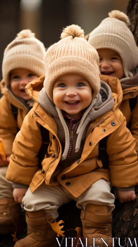 Joyful Children in Autumn - Earthy Tones and Street Style AI Image