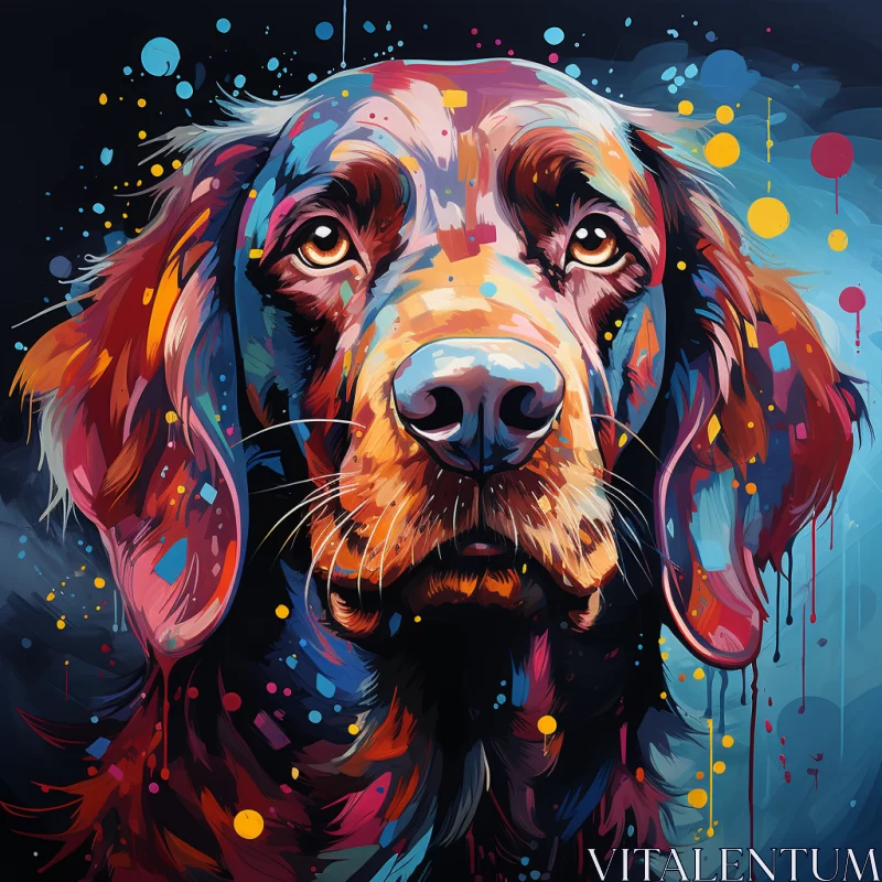 Expressive Oil Painting of a Dog with Art Nouveau Details AI Image