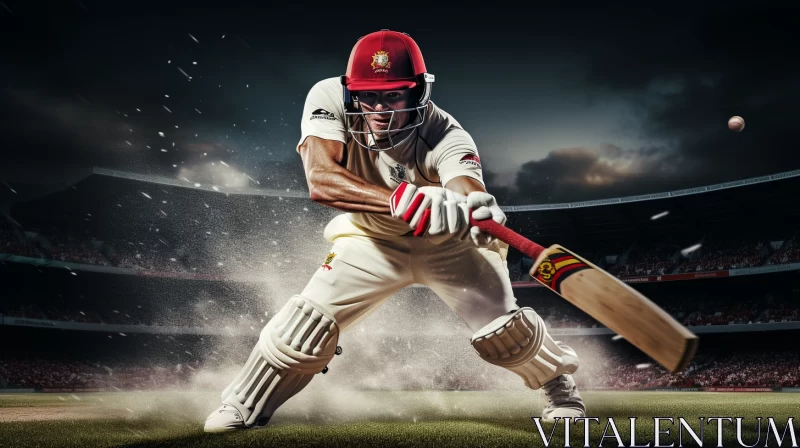 Intense Cricket Action Captured in Vibrant, Detailed Image AI Image