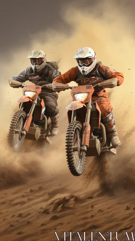Thrilling Dirt Bike Race in Ultra-HD with Vivid Colors and Solarization Effect AI Image