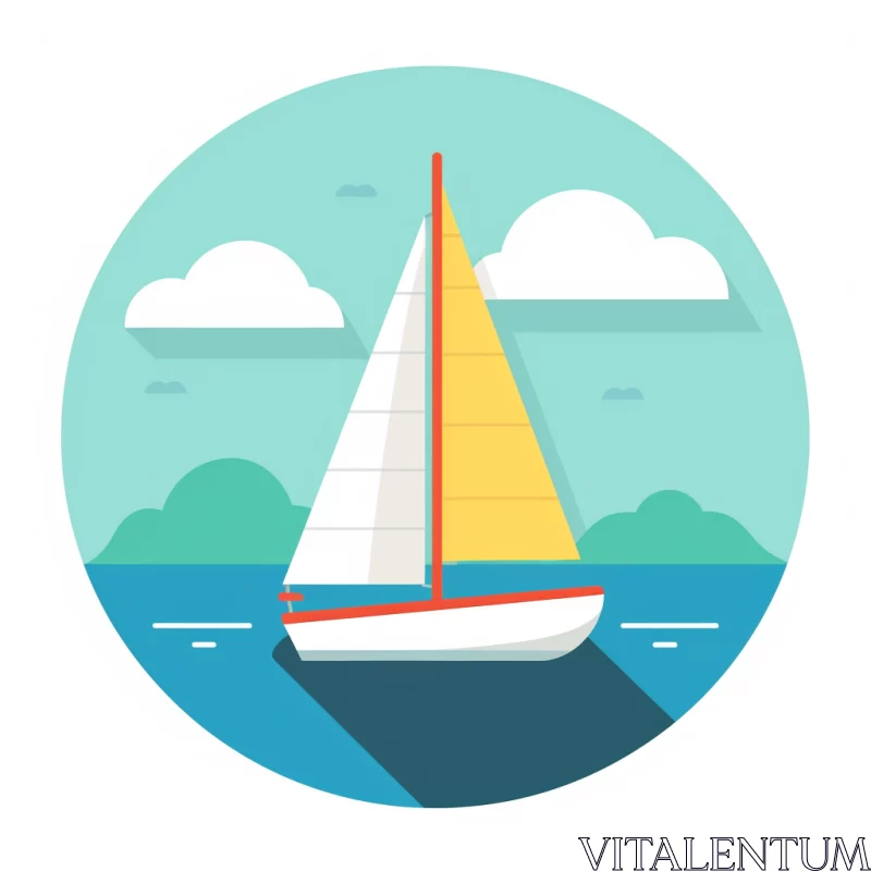 Tranquil Seascape Setting with Sailboat in Vibrant Ocean AI Image