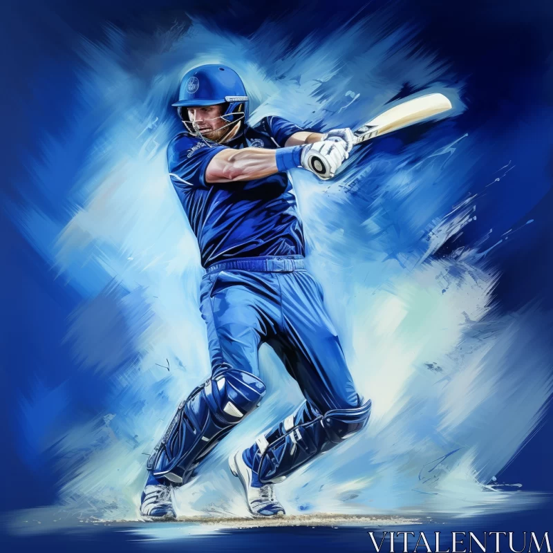 Cricket Player in Action: A Vibrant, Dynamic Portrait AI Image