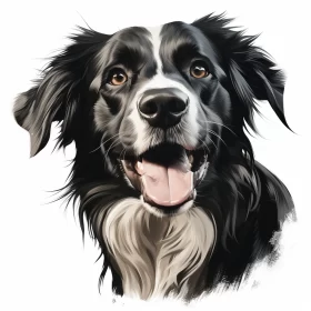 Realistic Watercolor Border Collie Portrait with Intense Gaze