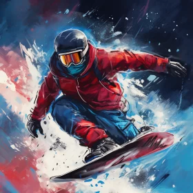 Ultra-HD Speedpainting of Snowboarder in Vibrant Colors AI Image