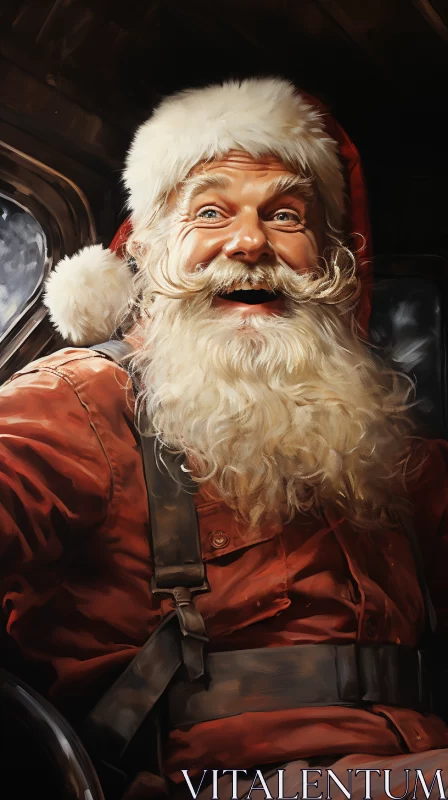 Santa's Joyful Ride: A Christmas Portrait AI Image