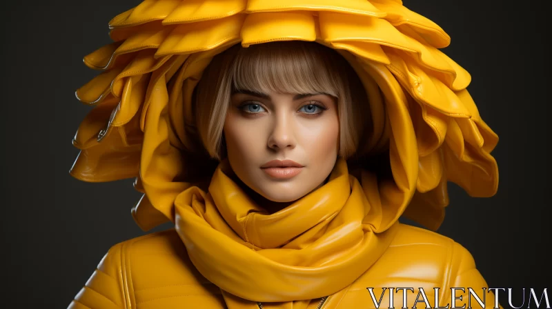 Fashionable 3D Rendered Woman in Yellow Attire AI Image