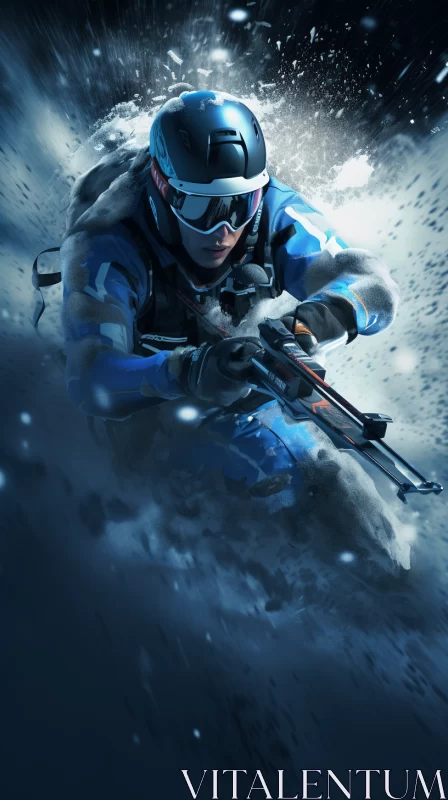 Cryengine-Style Optic Art Illustration of Soldier in Snow Landscape AI Image
