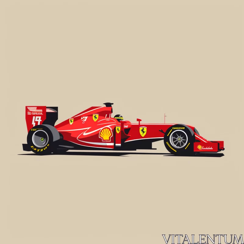 Red Ferrari F1 Racing Car in Hyperrealistic Oil Painting  - AI Generated Images AI Image