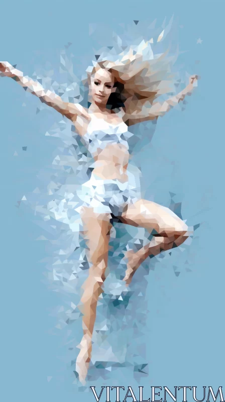 Dynamic Cubist Artwork of Woman in Geometric Poses AI Image