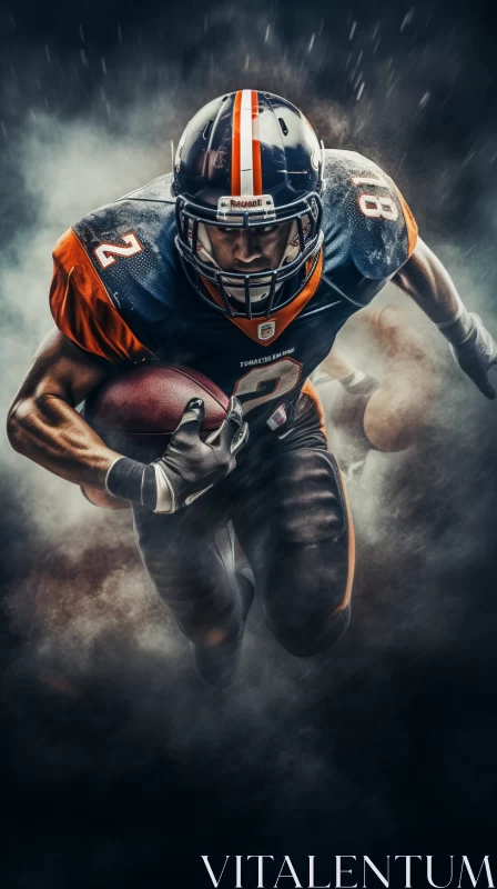 Energetic American Football Player in Contrast Background AI Image