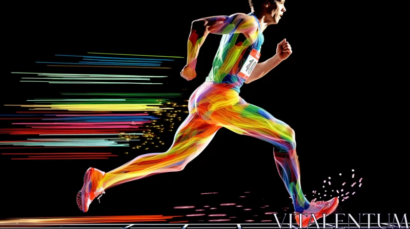 AI ART Athlete in Motion: Precisionist Digital Airbrushing with Color Blocks