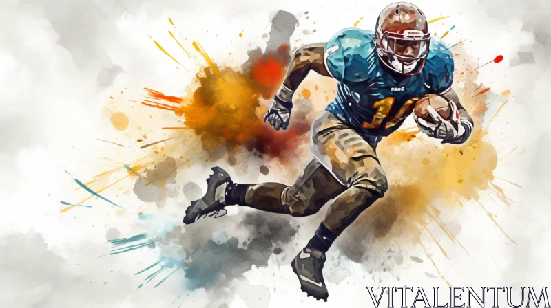 Football Player in Motion: Fusion of Traditional and Digital Art Techniques AI Image